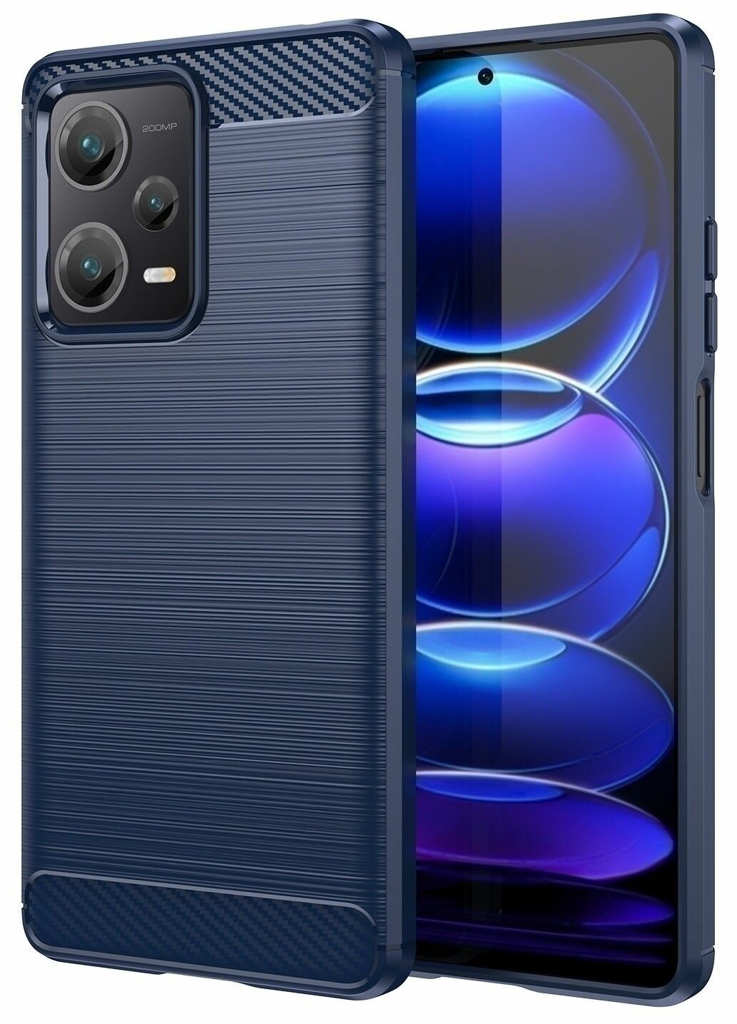 Чехол для Xiaomi Redmi Note 12 Pro Plus 5G (Xiaomi Redmi Note 12 Pro+ 5G) силиконовый карбон сталь синий