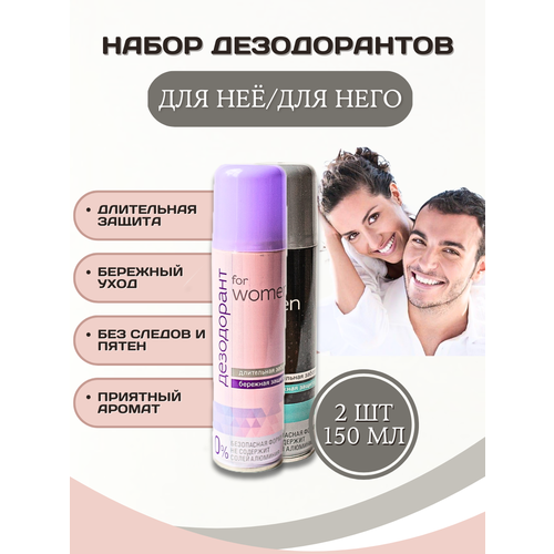 Набор дезодорантов женский/мужской, 150 мл