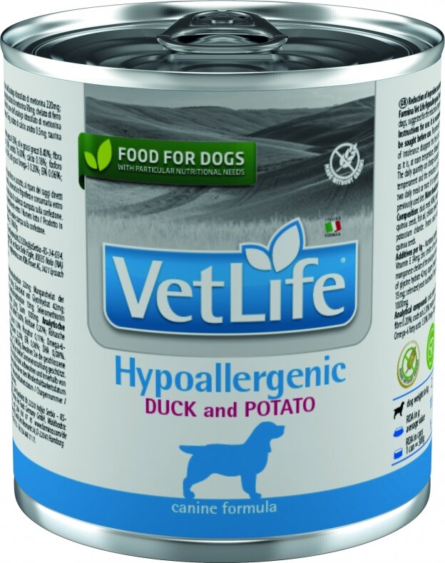 фото Vet Life Dog Hypoallergenic с уткой и картофелем диетический влажный корм для собак с пищевой аллергией