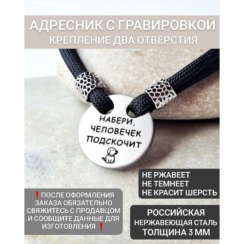 Адресник с гравировкой с фразой для собак и кошек