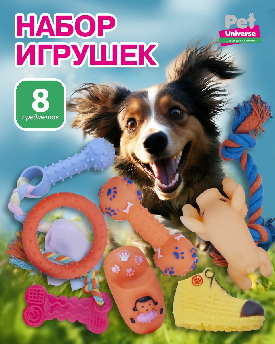 Набор из 8 игрушек для собак Pet Universe