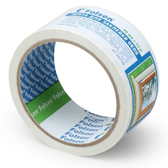 Лента для заклеивания окон Folsen 48мм х 33м белая