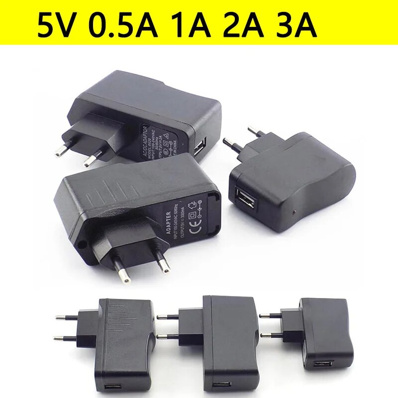 Зарядное устройство USB, 5 В, 0,5 А/1 а/2 а/3 А, 3000 мА, 5V 0.5A, Европейский Союз (ЕС)