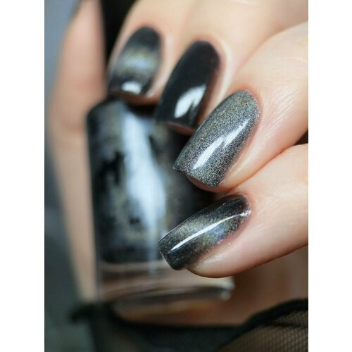 фото Grattol color nail polish night harpy - лак магнитный для ногтей черный, сушка без лампы, халяль, 9 мл