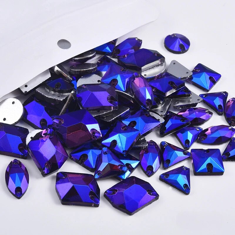 Стразы Bobohoo, стекло, AB, разные размеры Фиолетовый, mix shape 100pcs, Amethyst AB