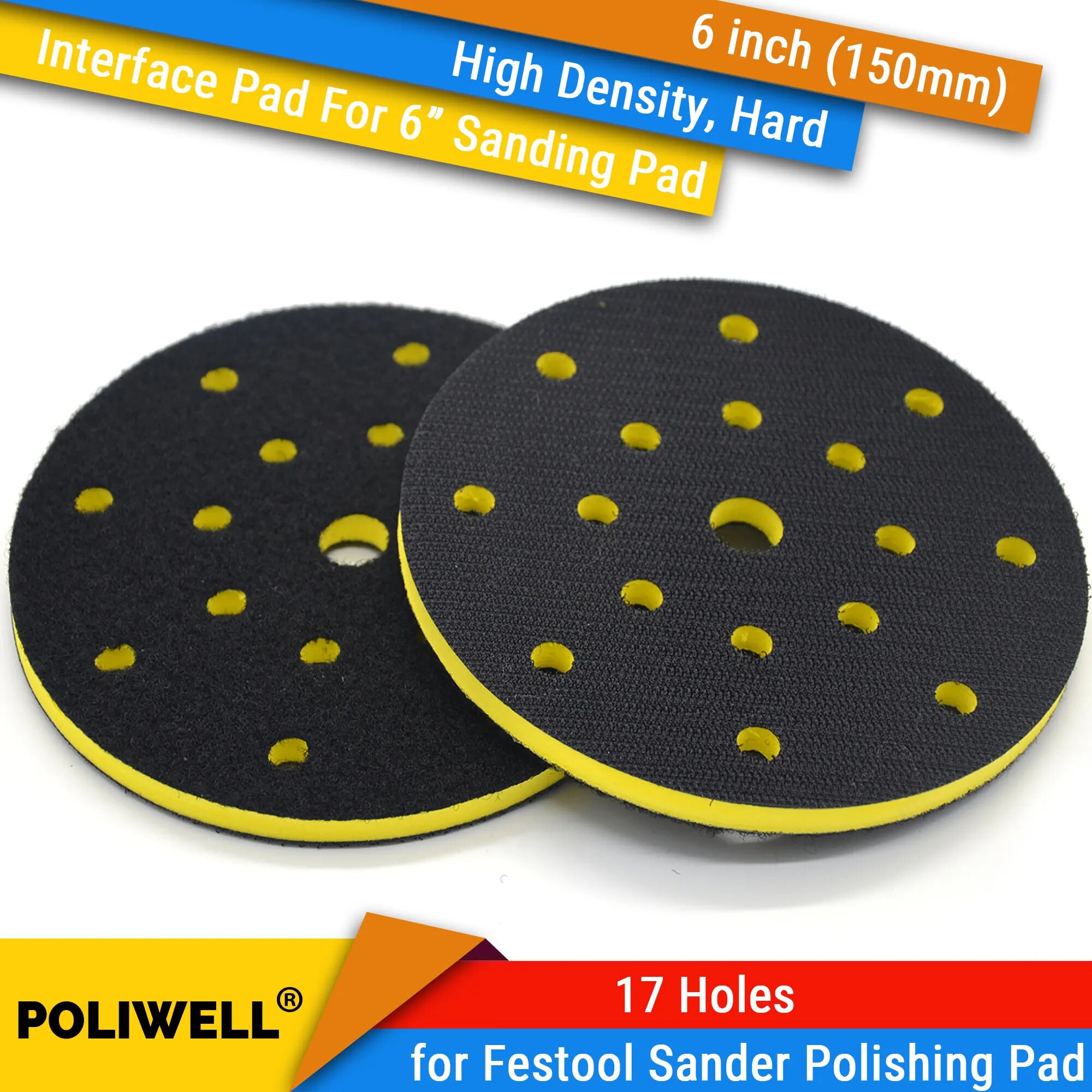 6 дюймов 150 мм 17 отверстий жесткая губка высокой плотности интерфейсные подушечки для защиты поверхности защита шлифовальной подушечки аксессуары для электроинструментов