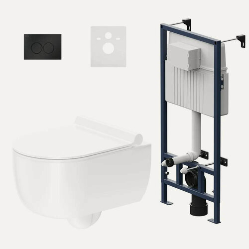 Изображение товара Инсталляция с подвесным унитазом Damixa Pulsar, безободковый, комплект 6 в 1 с сиденьем микролифт