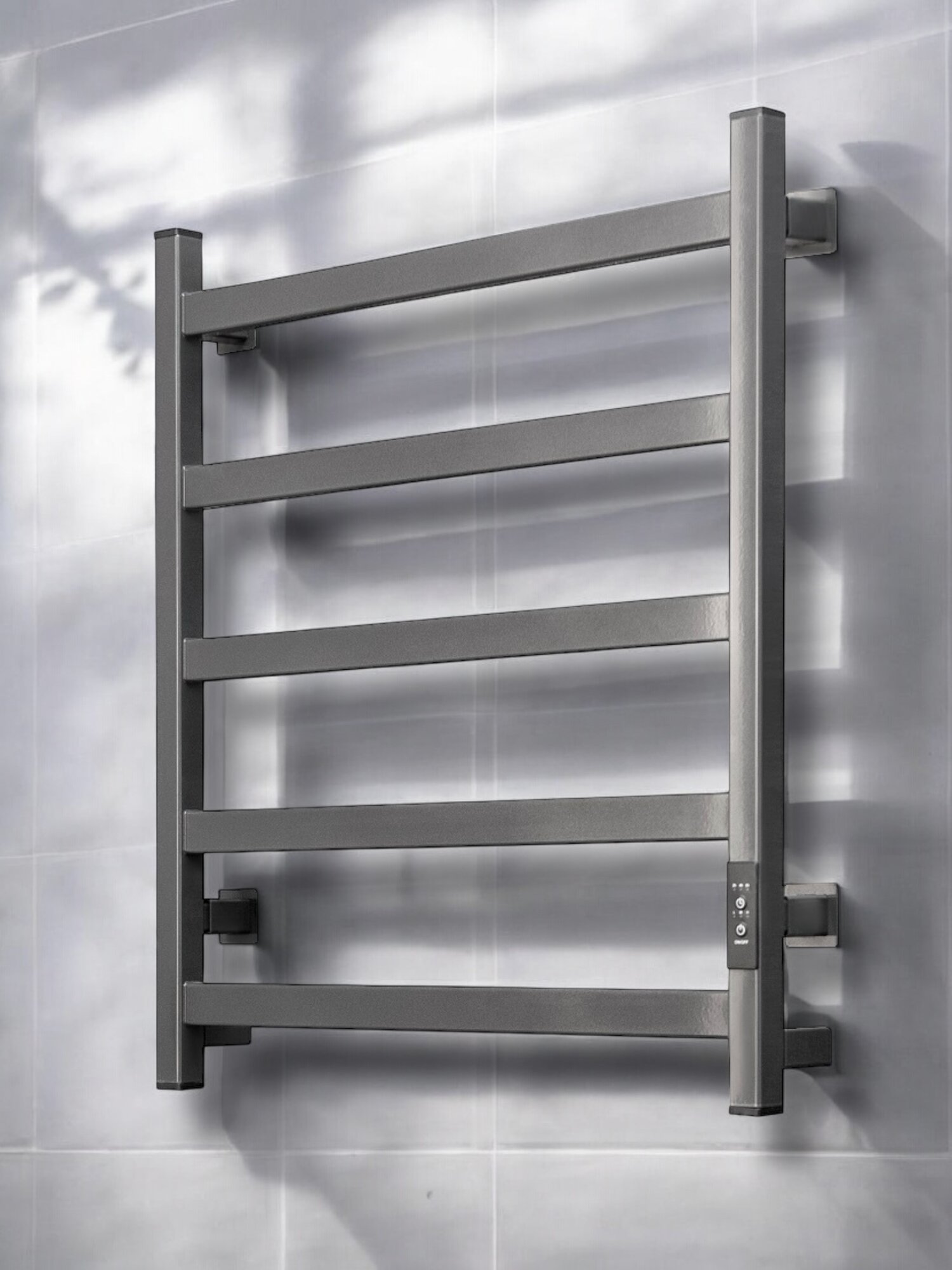 Полотенцесушитель электрический Тругор 500мм 600мм форма лесенка цвет серый (оружейная сталь) подключение универсальное