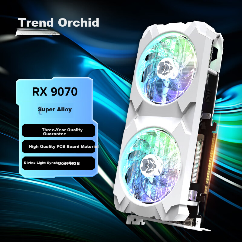 VASTARMOR AMD RADEON RX 9070 16GB OC White Super Alloy Dual Fan ARGB Lighting Gaming AI Independent Graphics Card
