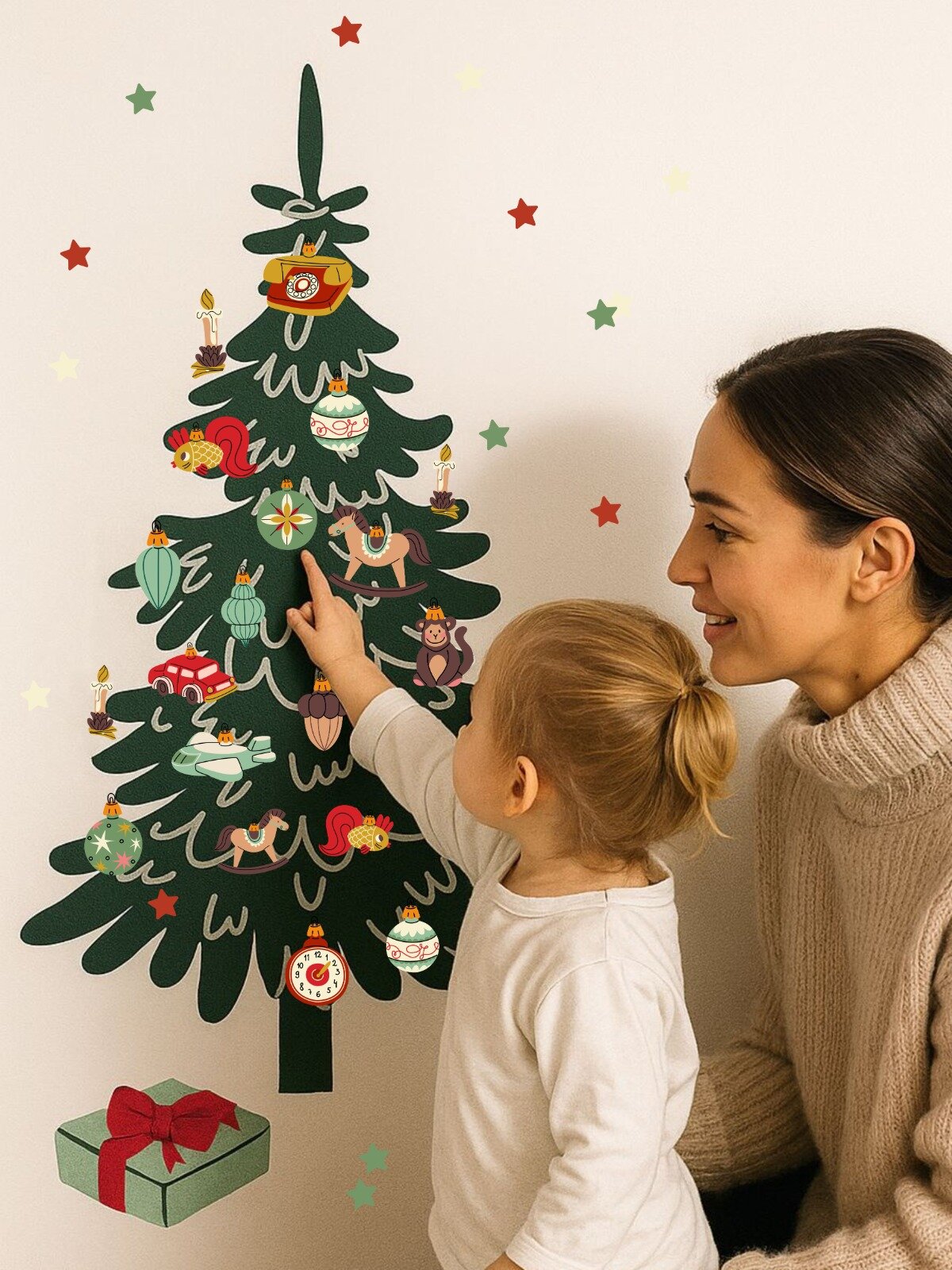 Новогодние наклейки на стену Наряди елку декор для украшения дома Lisadecor