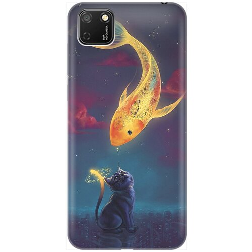 фото Re:pa накладка transparent для huawei y5p / honor 9s с принтом "кот и рыбка"