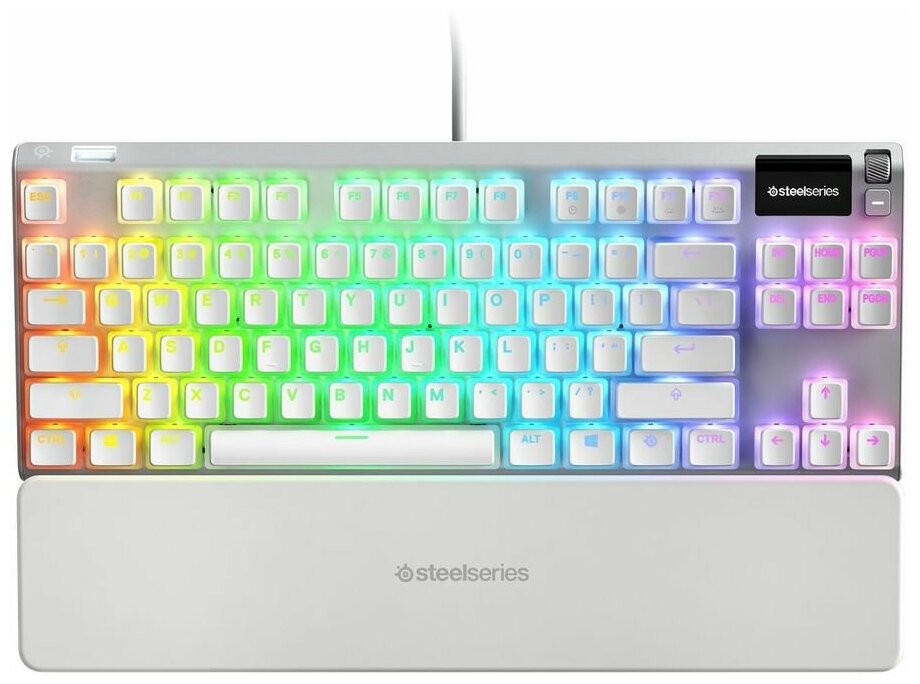 Клавиатура SteelSeries Apex 7 TKL-Ghost RU, USB, c подставкой для запястий, белый [64656]