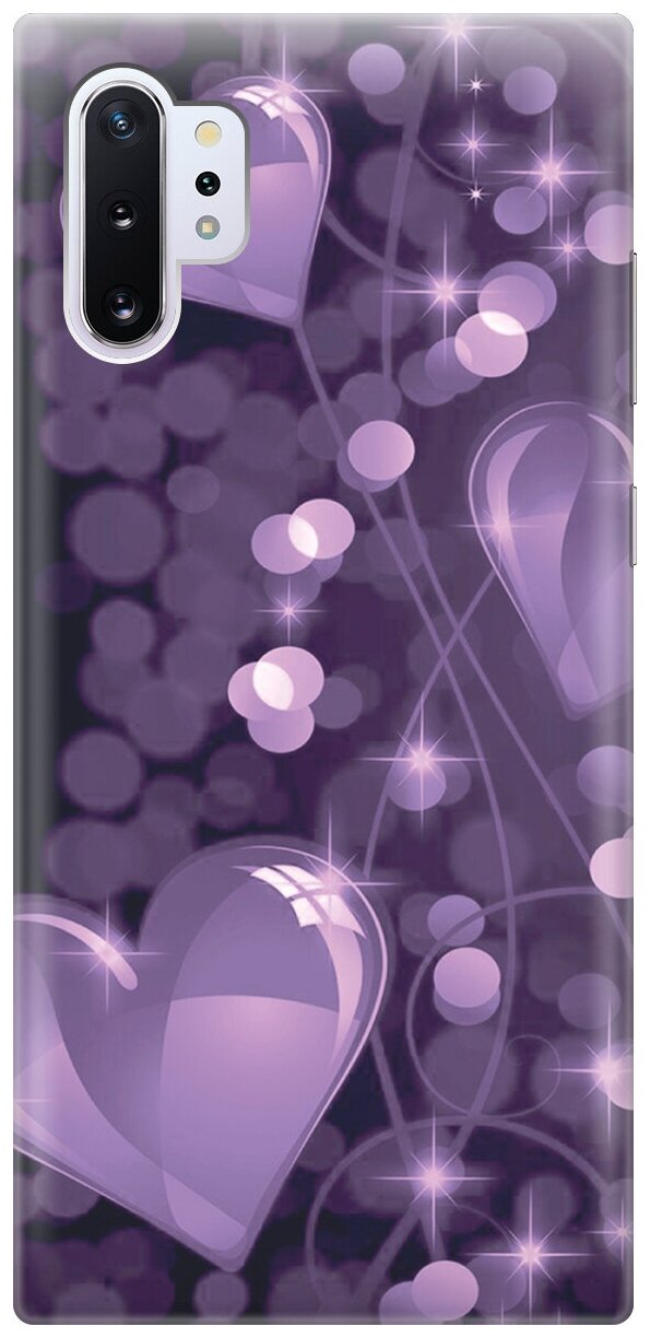Силиконовый чехол на Samsung Galaxy Note 10+, Самсунг Ноут 10+ с эффектом блеска "Любовь в фиолетовом цвете"