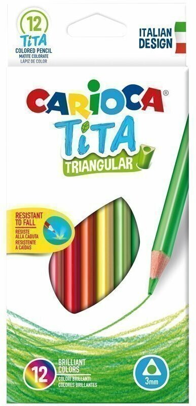 Карандаши цветные пластиковые Carioca "Tita", 12 цветов, трехгранные