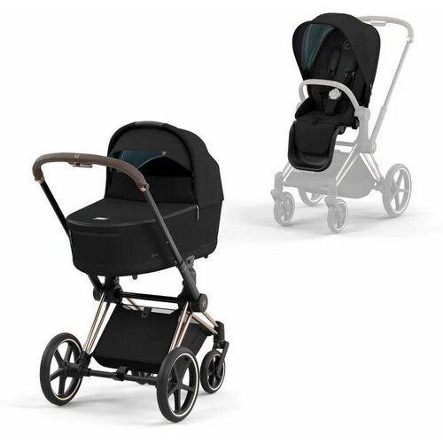 фото Коляска для новорожденных 2 в 1 cybex priam iv sepia black на шасси rosegold