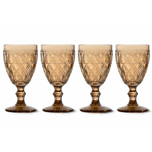 Набор бокалов для вина Dubai, янтарный, 0,4 л, 4 шт, WD Lifestyle, WD-475A