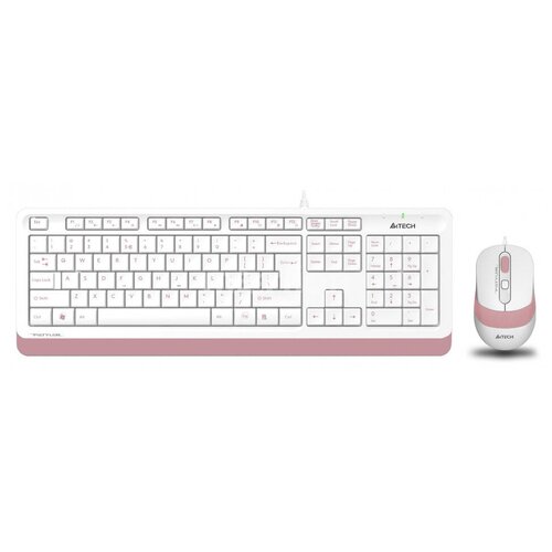 Комплект (клавиатура+мышь) A4TECH Fstyler F1010, USB, проводной, белый [f1010 pink]