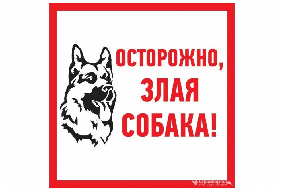 Табличка ПВХ информационный знак «Злая собака» 200х200 мм REXANT 1шт