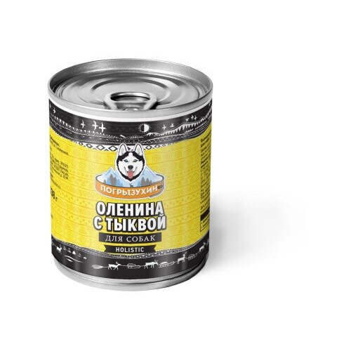 Корм консервированный для собак Погрызухин, Оленина с тыквой, 338 гр х 12 шт