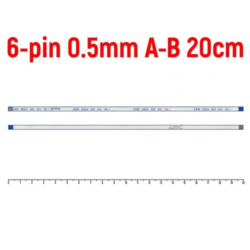 Шлейф кнопки включения для ноутбука Asus A53SJ 6-pin Шаг 0.5mm Длина 20cm Обратный A-B AWM 20624 80C 60V VW-1