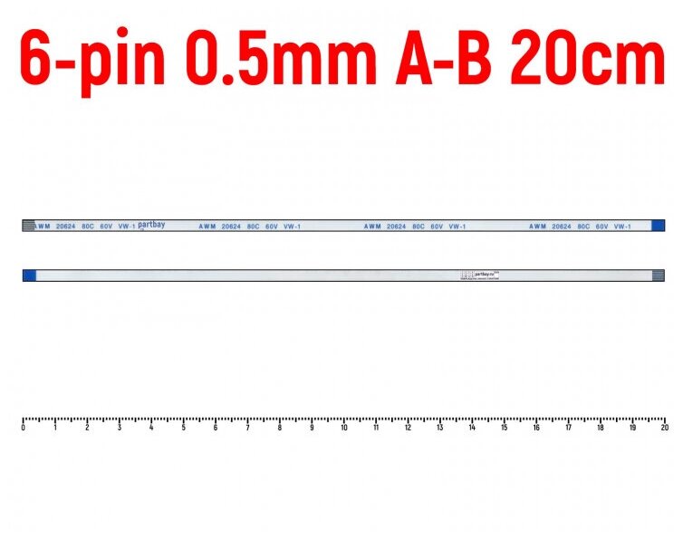 Шлейф кнопки включения для ноутбука Asus K53SD 6-pin Шаг 0.5mm Длина 20cm Обратный A-B AWM 20624 80C 60V VW-1