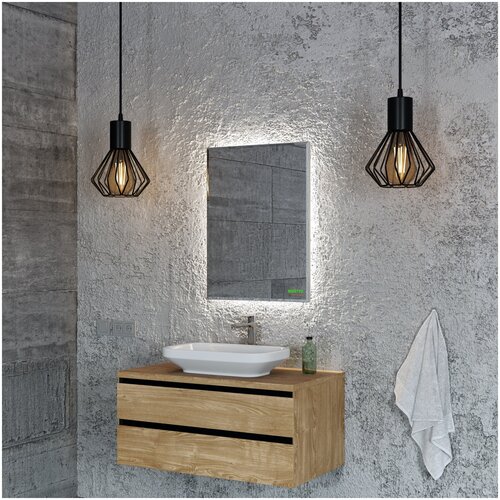 Зеркало для ванной с подсветкой BENETTO белладжио 70 х 60 см бесконтактный сенсор включения, профиль серебро