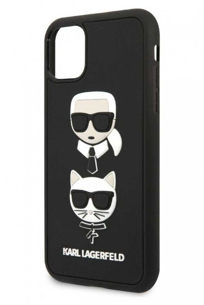 Lagerfeld для iPhone 11 чехол 3D Rubber Karl and Choupette Hard Black