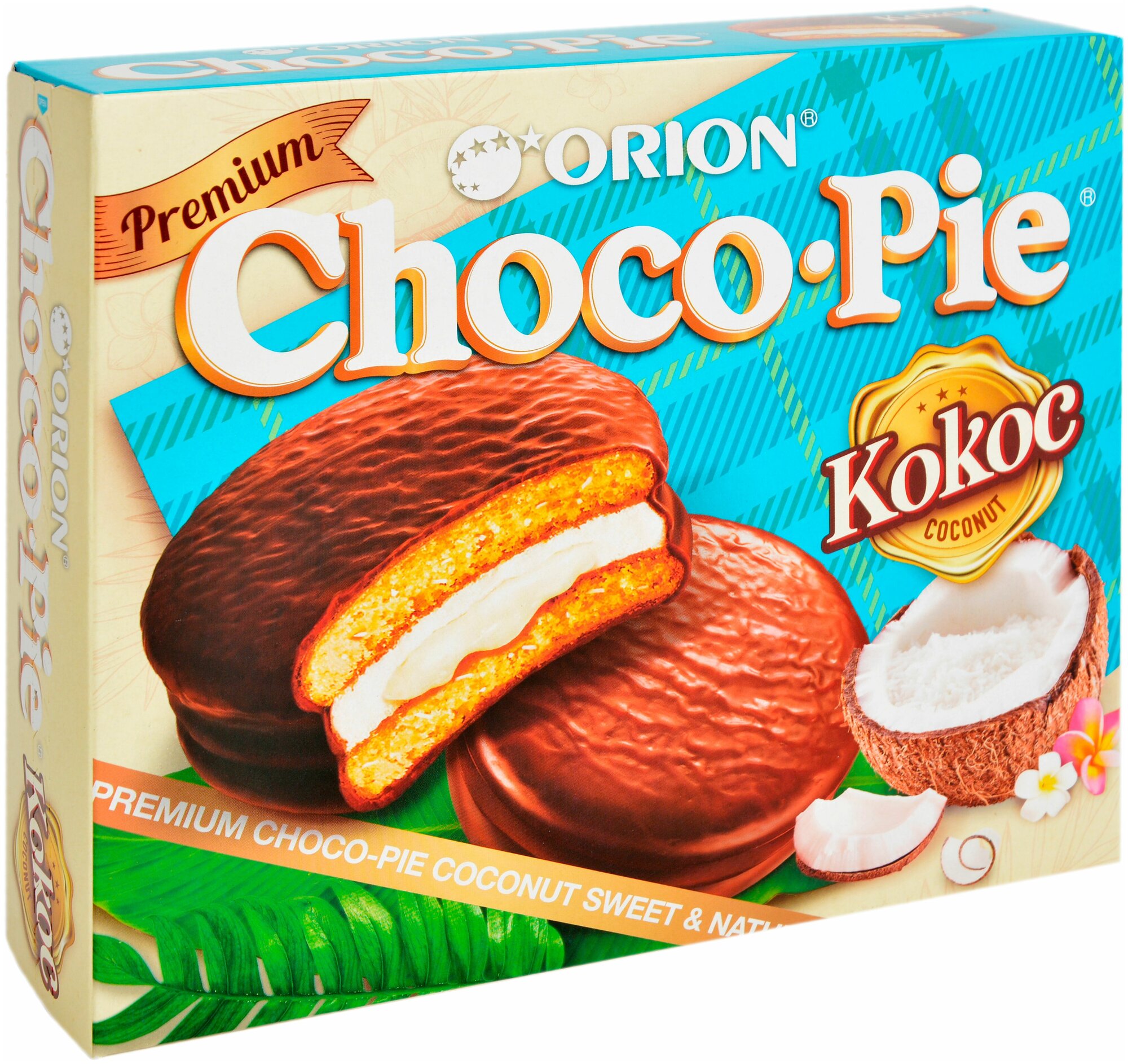 Мучное кондитерское изделие в глазури "Choco Pie Coconut" ("Чоко пай Кокос") 360 г - фотография № 3