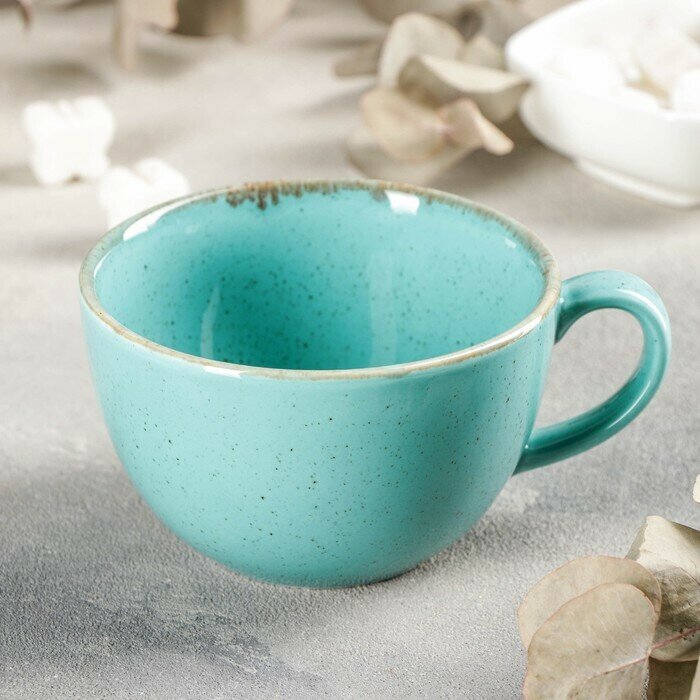 Чашка чайная Turquoise, 340 мл, цвет бирюзовый, фарфор, чашка для чая, фарфоровые чашки