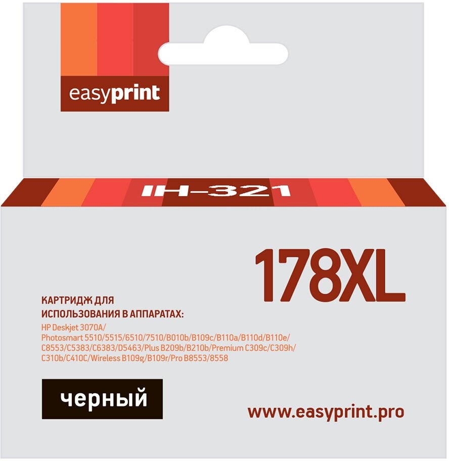 Струйный картридж EasyPrint IH-321 (CB321HE/CB321/CN684HE/178XL/178 XL) для принтеров HP, черный
