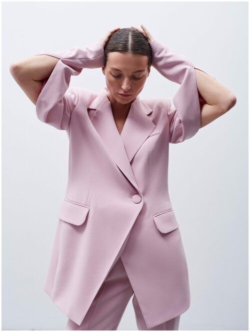 Пиджак FASHION REBELS, средней длины, силуэт прямой, размер S, розовый