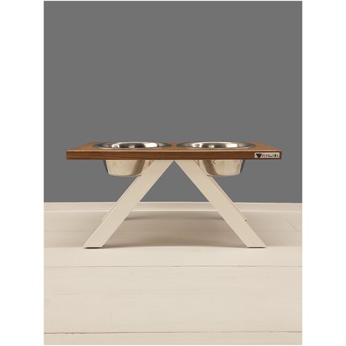 Миска для собак Сиба ину на подставке 2шт. по 750мл. Pepilota высотой 19см. ц. Дарк-Уайт