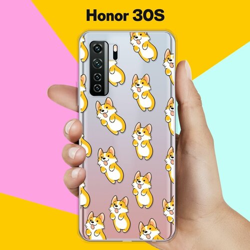 Силиконовый чехол Узор из корги на Honor 30s силиконовый чехол на honor 30s узор из такс для хонор 30с