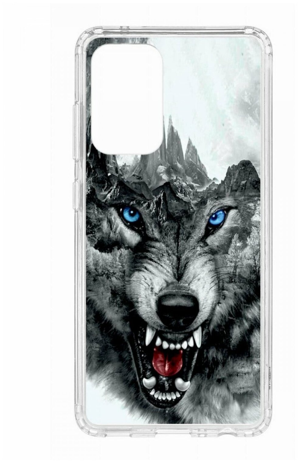 Чехол для Samsung Galaxy A52 Kruche Print Волк, противоударная пластиковая накладка с рисунком, силиконовый бампер с защитой камеры, кейс с принтом