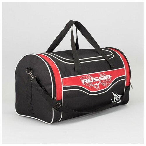 фото Сумка спортивная, отдел на молнии, 3 наружных кармана, длинный ремень, цвет чёрный/красный luris