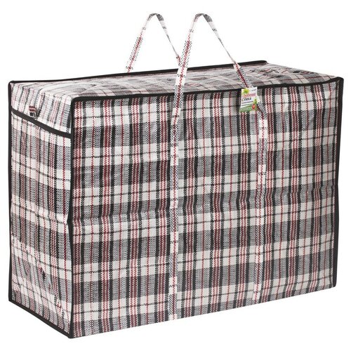 Сумка - баул хозяйственная, полипропилен, 70х50х30 см,105 литров, черно - красная, 170 г/м2, любаша, 2 шт.