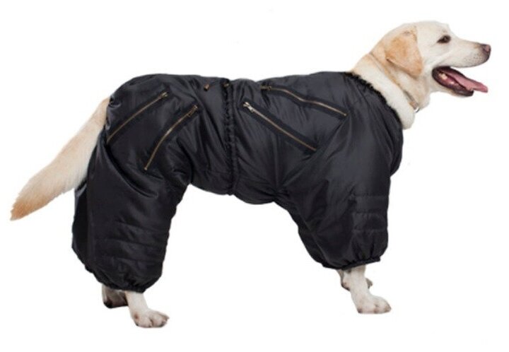 Одежда для собак DogVille комбинезон с молниями и капюшоном на кобеля, однотонный, зима 27см