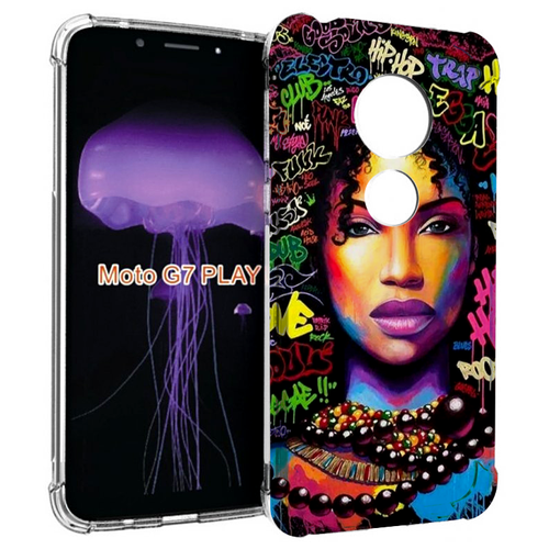 Чехол MyPads девушка-в-граффити женский для Motorola Moto G7 Play задняя-панель-накладка-бампер