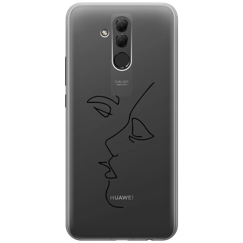 Силиконовый чехол с принтом Faces для Huawei Mate 20 Lite / Хуавей Мейт 20 Лайт силиконовый чехол на huawei mate 20 lite енот для хуавей мейт 20 лайт