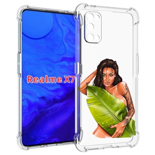 Чехол задняя-панель-накладка-бампер MyPads девушка-модель-с-большим-листом женский для Realme X7
