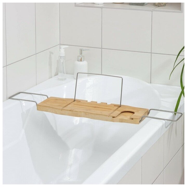 Полка для ванной SAVANNA SPA, 74-95×20,3×2,5 см, бамбук