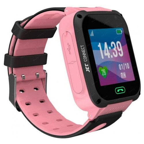 часы ginzzu gz 501 13234 детские pink 0 98 геолокация по wi fi gps lbs гео зоны кнопка sos micro sim Наручный смарт-браслет JET KID CONNECT розовый