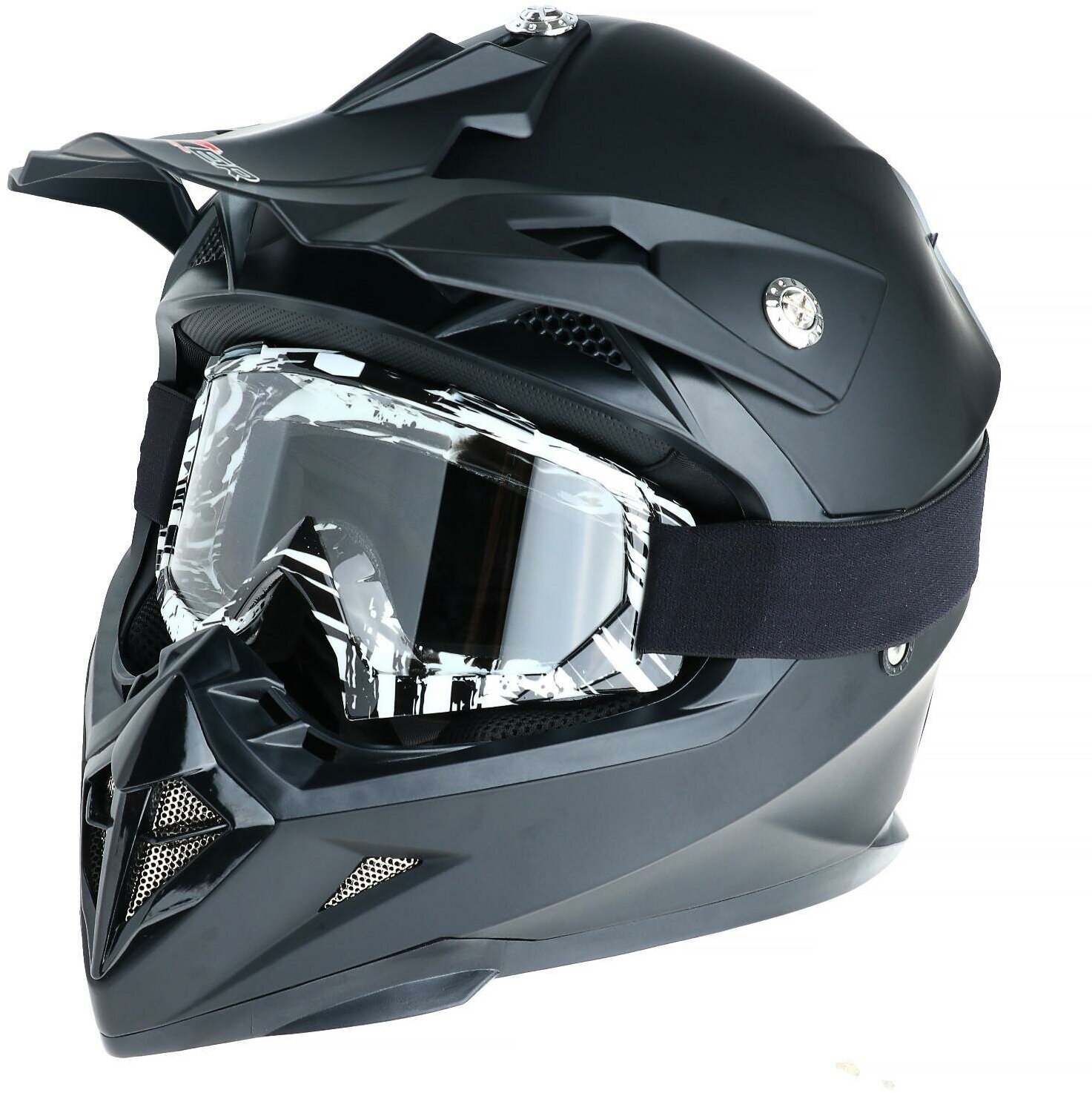 Очки-маска для езды на мототехнике, стекло прозрачное, цвет белый-черный, ОМ-20 (1шт.)