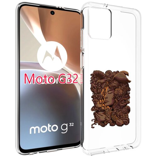 Чехол MyPads девушка с длинными волосами абстракция для Motorola Moto G32 задняя-панель-накладка-бампер
