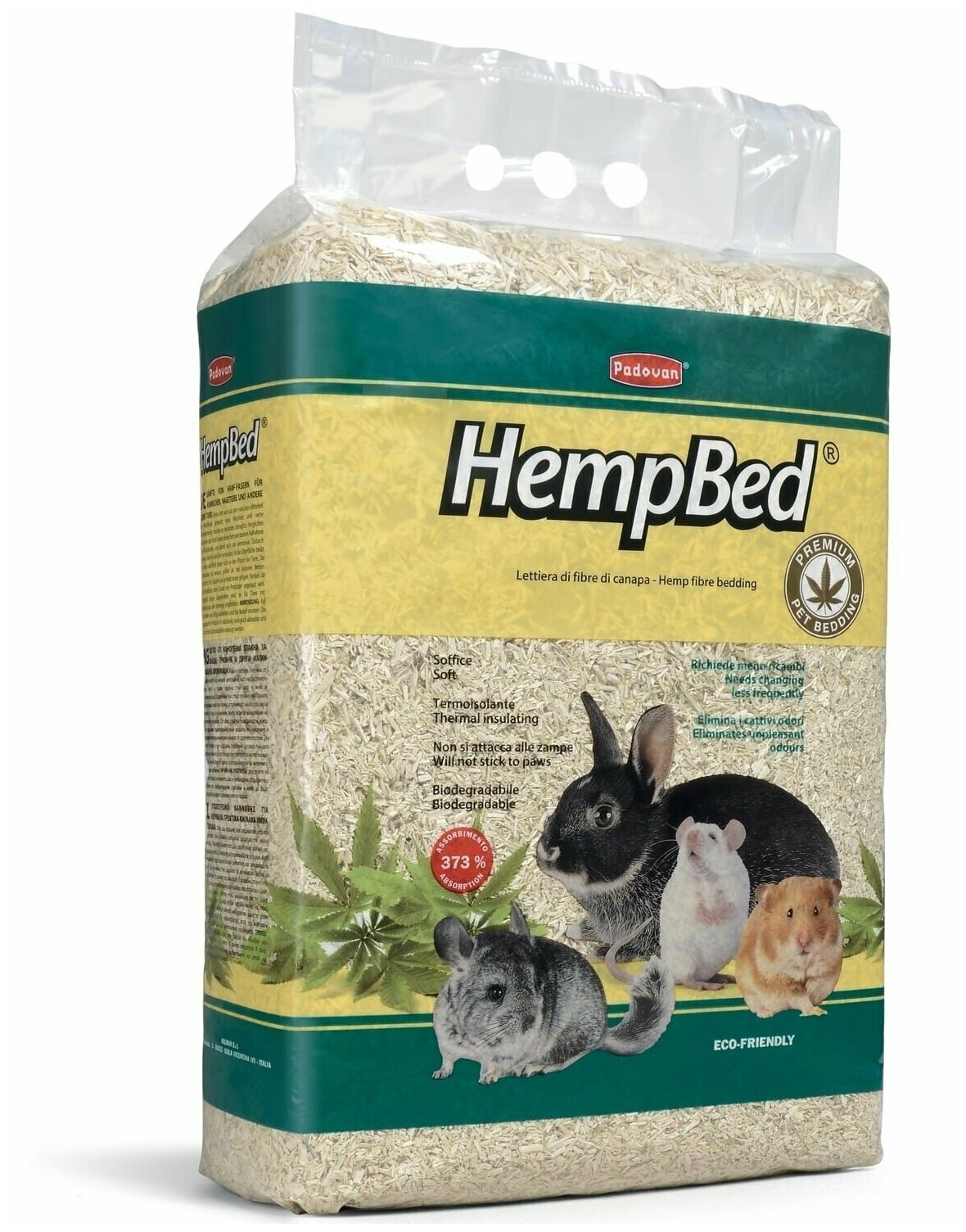 Подстилка Padovan HEMP BED из пенькового волокна для мелких домашних животных, кроликов, грызунов (3кг/30л) - фотография № 1