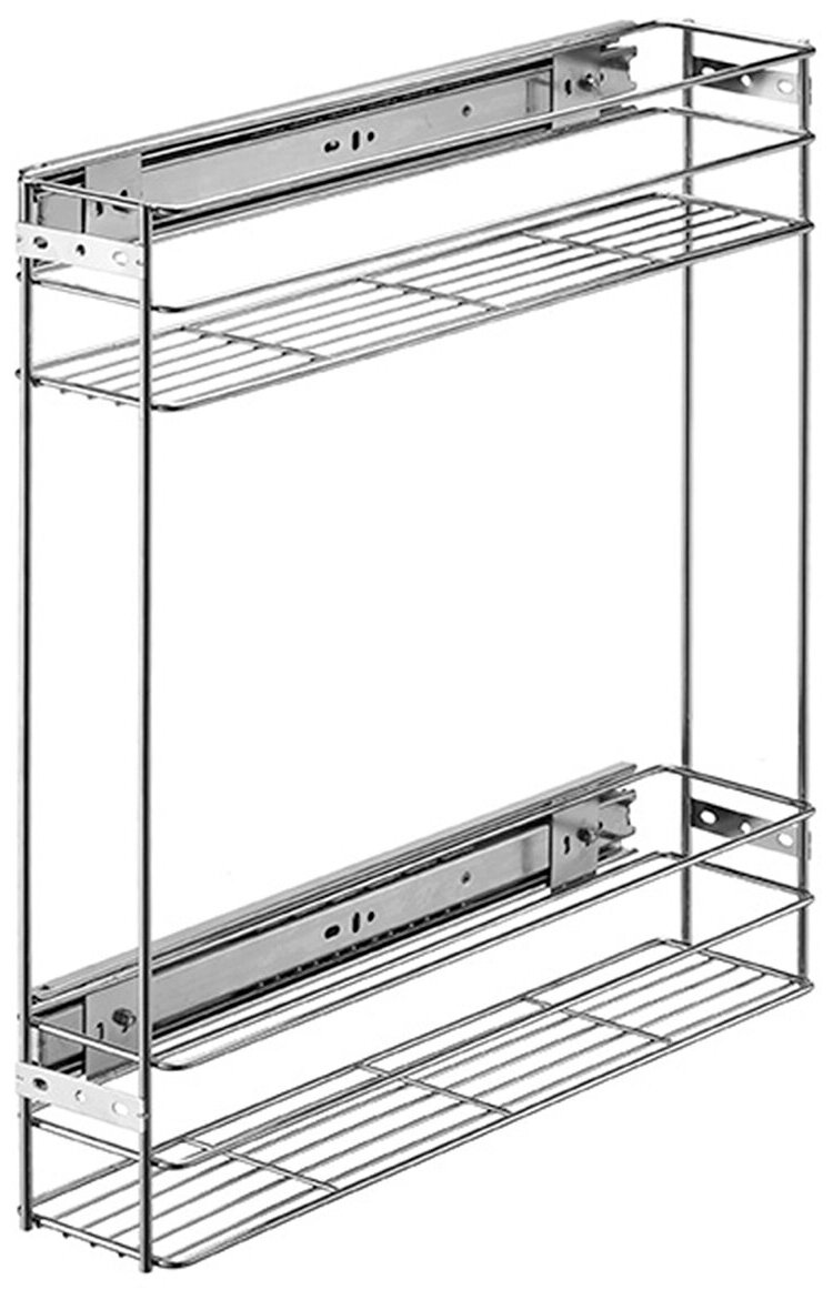 Выкатная бутылочница в базу 200мм, 440х125х70, цвет хром с направляющими.