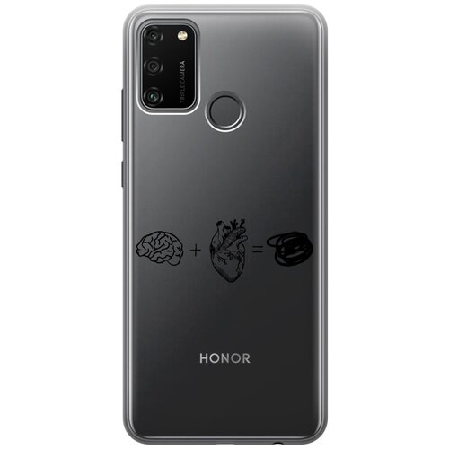 Силиконовый чехол на Honor 9A, Хонор 9А с 3D принтом Brain Plus Heart прозрачный силиконовый чехол на honor 8c хонор 8с с 3d принтом brain plus heart прозрачный