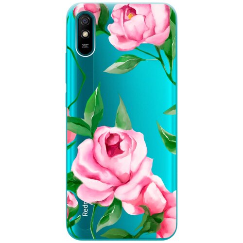 Силиконовый чехол на Xiaomi Redmi 9A, Сяоми Редми 9А с 3D принтом Amazing Peonies прозрачный чехол книжка на xiaomi redmi 9 сяоми редми 9 с 3d принтом amazing peonies золотистый