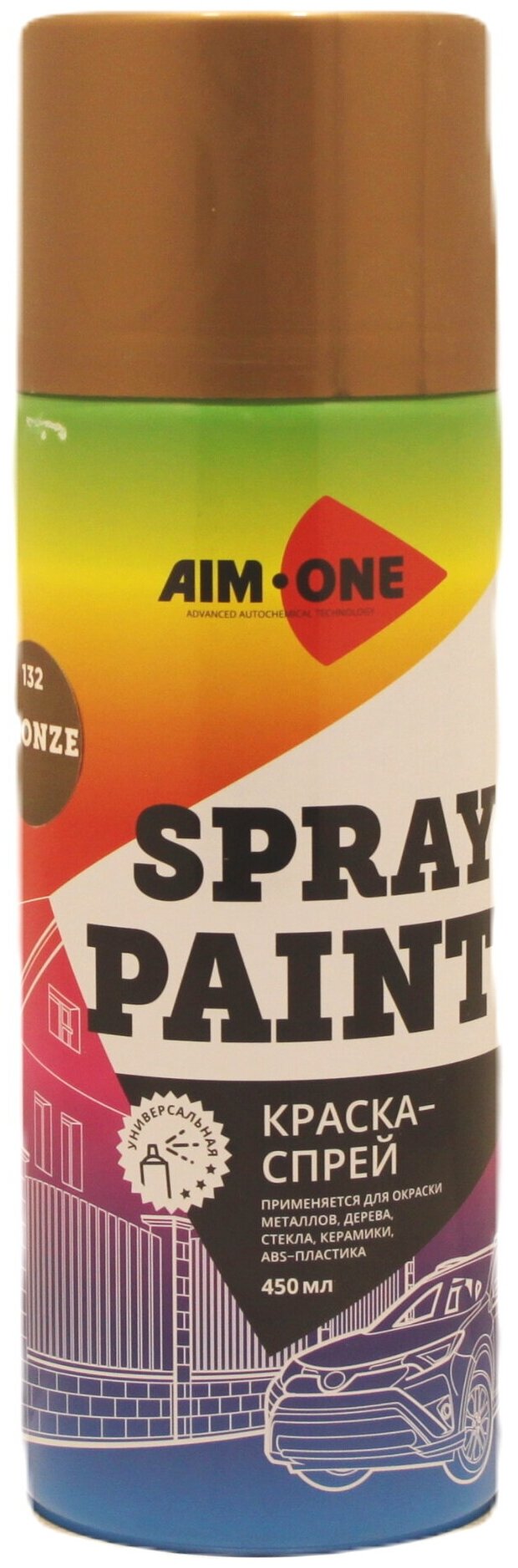 AIM-ONE Краска-спрей бронза 450мл (аэрозоль). Spray paint bronze SP-BZ132
