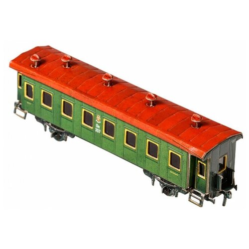 Сборная модель из картона Пассажирский вагон №287 зеленый